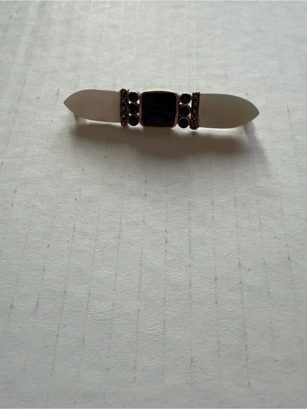 Vintage Black Stone Brooch Pin Statement Jewelry Silver Tone